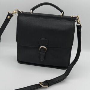 Vintage Grifoni Club Genuine Leather Black Satchel Top Handle Crossbody Bag